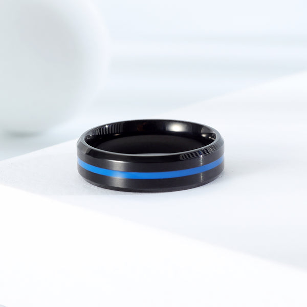 Men's Fashion Black and Blue Ring-Mens Ring-SunnyHouse Jewelry