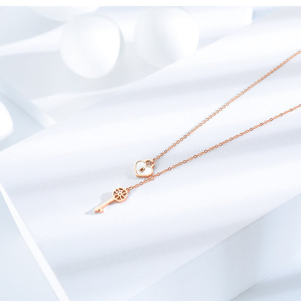 Women's Fashion Key Lock Pendant Necklace-Womens Pendant Necklace-SunnyHouse Jewelry