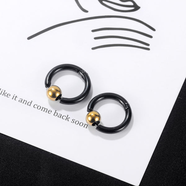 Women's Fashion Golden Bead Hoop Earrings-Womens Earrings-SunnyHouse Jewelry