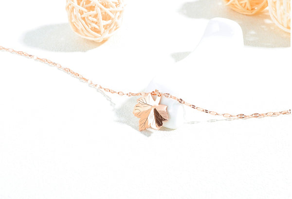 Women's Fashion Rose Gold Maple Pendant Necklace-Womens Pendant Necklace-SunnyHouse Jewelry
