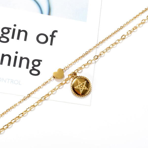 Women's Fashion Star and Heart Pendant Necklace-Womens Pendant Necklace-SunnyHouse Jewelry