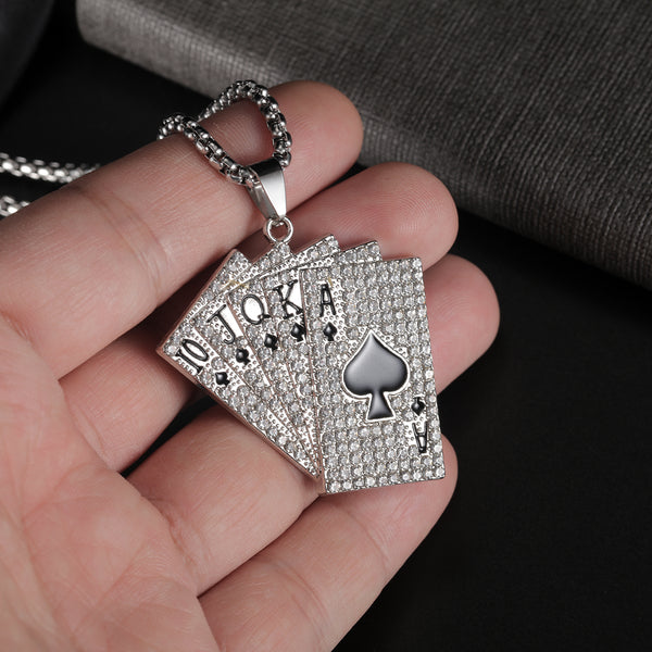 Men's Fashion Poker Winner Pendant Necklace-Mens Pendant Necklace-SunnyHouse Jewelry