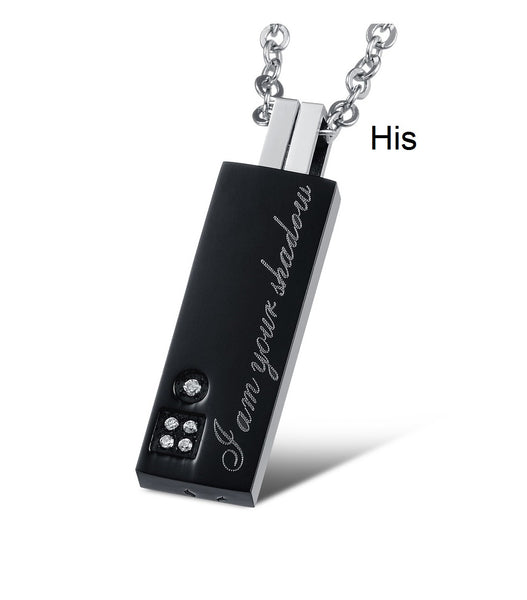 His & Hers Matching Set Light and Shadow Tag Pendant Necklace Couple Jewelry Set-Couple Necklace-SunnyHouse Jewelry