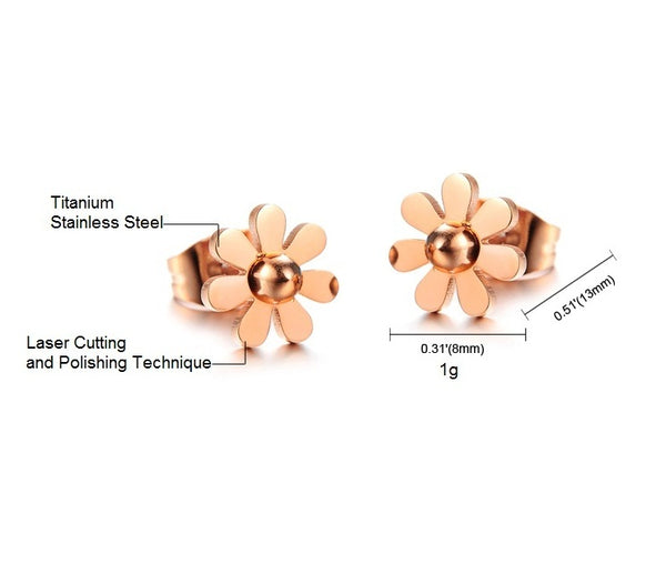 Women's Fashion Rose Gold Flower Earrings-Womens Earrings-SunnyHouse Jewelry