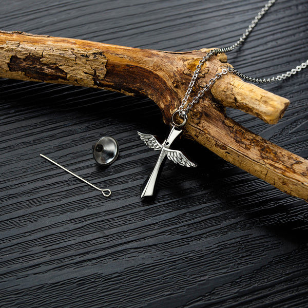 Men's Fashion Angel Cross Pendant Necklace-Mens Pendant Necklace-SunnyHouse Jewelry