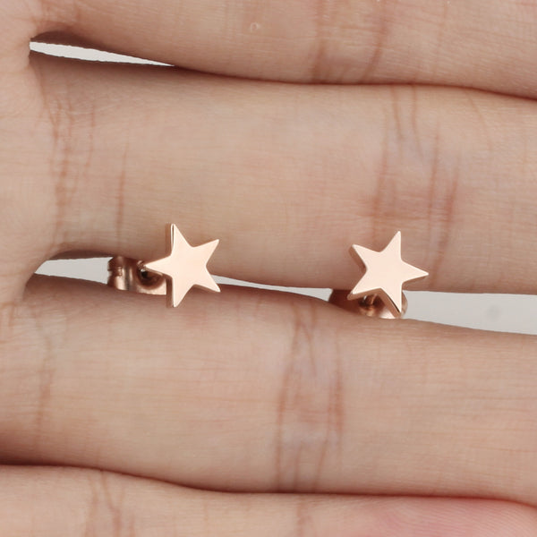 Women's Fashion Rose Gold Star Earrings-Womens Earrings-SunnyHouse Jewelry