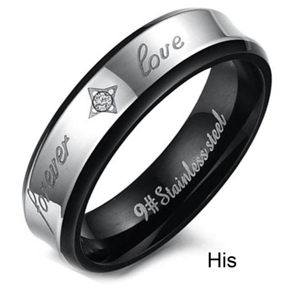 His & Hers Matching Set Forever Love Couple Rings, Wedding Band Set, Valentine, Anniversary, Wedding, Promise, Engagement Ring-Couple Rings-SunnyHouse Jewelry