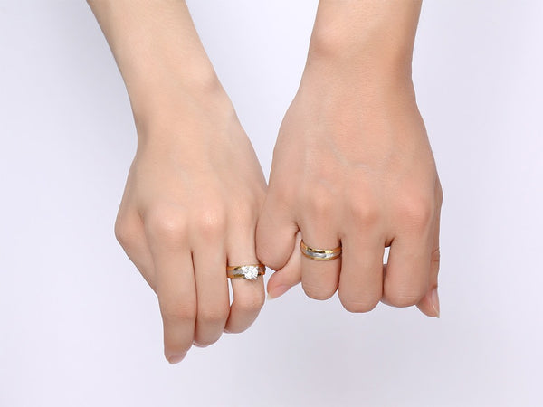 His & Hers Matching Set Royal Style Couple Rings, Wedding Band Set, Valentine, Anniversary, Wedding, Promise, Engagement Ring-Couple Rings-SunnyHouse Jewelry