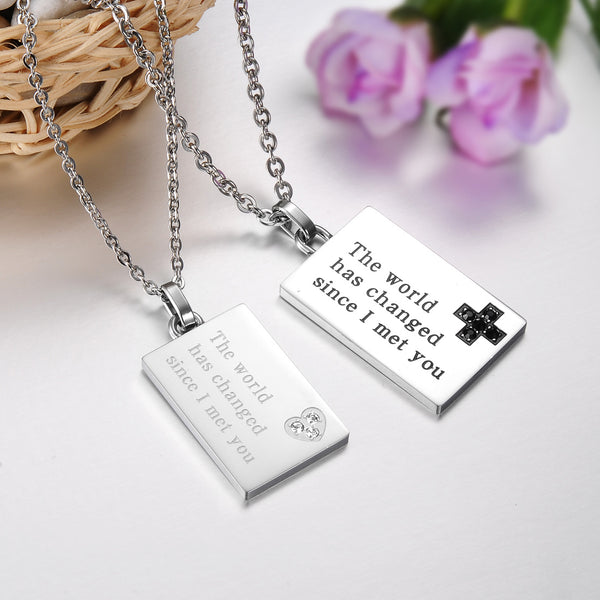 His & Hers Matching Set You Chnaged Me Love Tag Couple Necklace Couple Jewelry Set-Couple Necklace-SunnyHouse Jewelry