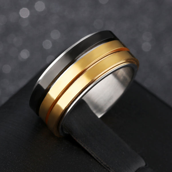 Men's Fashion Black and Gold Ring-Mens Ring-SunnyHouse Jewelry