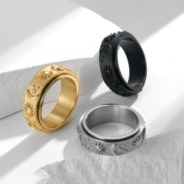 Men's Fashion Sun and Moon Ring-Mens Ring-SunnyHouse Jewelry