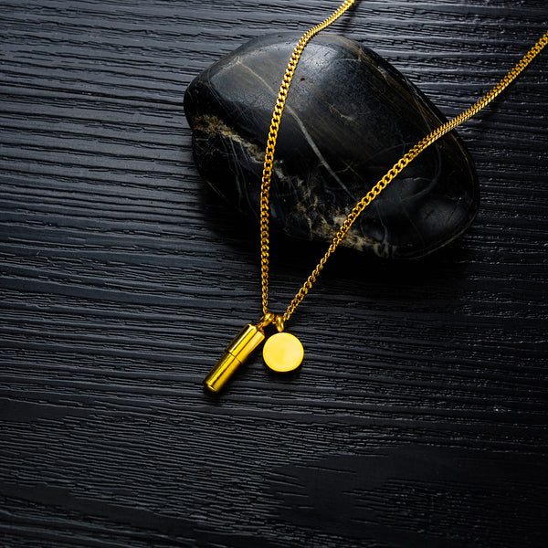 Men's Fashion Gold Capsule Pendant Necklace-Mens Pendant Necklace-SunnyHouse Jewelry