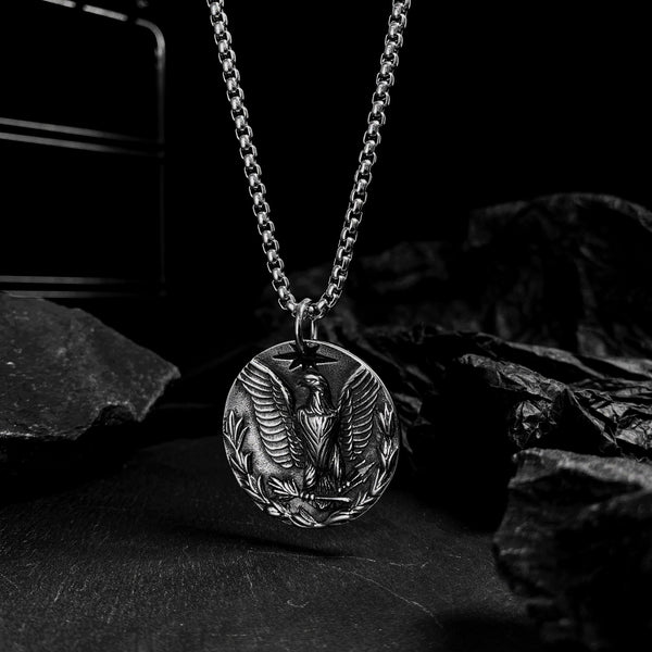 Men's Fashion Eagle Coin Pendant Necklace-Mens Pendant Necklace-SunnyHouse Jewelry
