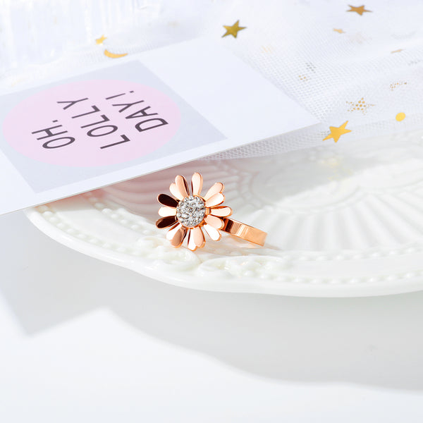 Women's Fashion Rose Gold Daisy Ring-Womens Ring-SunnyHouse Jewelry