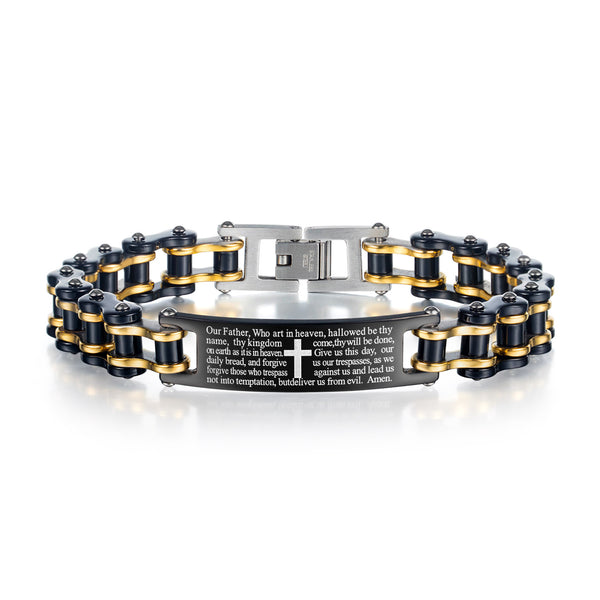Men's Fashion Bible Cross Harley Bike Bracelet-Mens Bracelet-SunnyHouse Jewelry