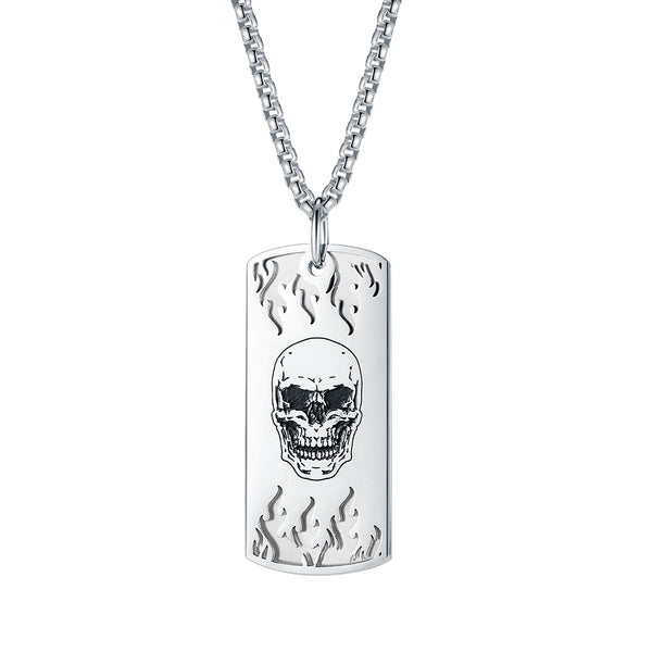 Men's Fashion Hip Hop Skull Tag Pendant Necklace-Mens Pendant Necklace-SunnyHouse Jewelry