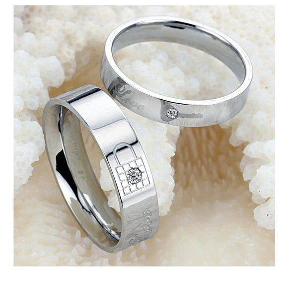His & Hers Matching Set Key and Lock Style Couple Rings Wedding Band Set-Couple Rings-SunnyHouse Jewelry