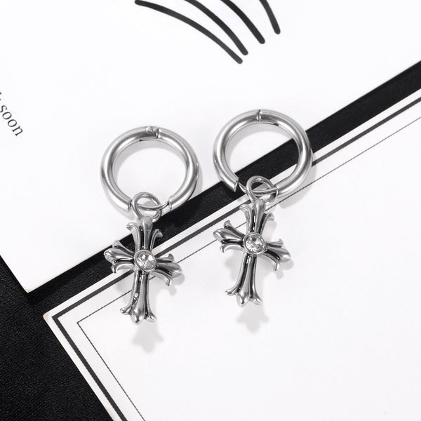 Women's Fashion Diamond Cross Drop Earrings-Womens Earrings-SunnyHouse Jewelry