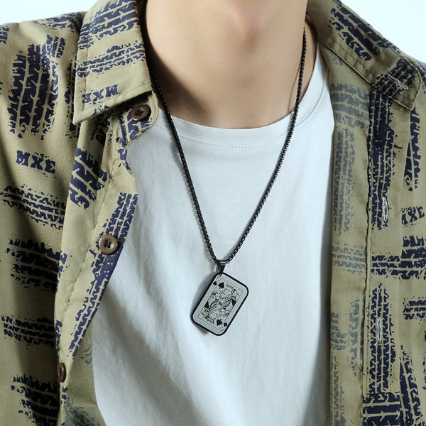 Men's Fashion Poker King Pendant Necklace-Mens Pendant Necklace-SunnyHouse Jewelry