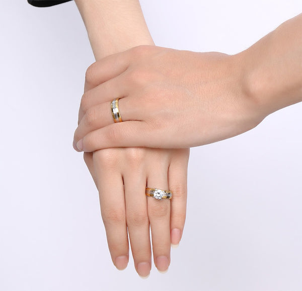 His & Hers Matching Set Royal Style Couple Rings, Wedding Band Set, Valentine, Anniversary, Wedding, Promise, Engagement Ring-Couple Rings-SunnyHouse Jewelry