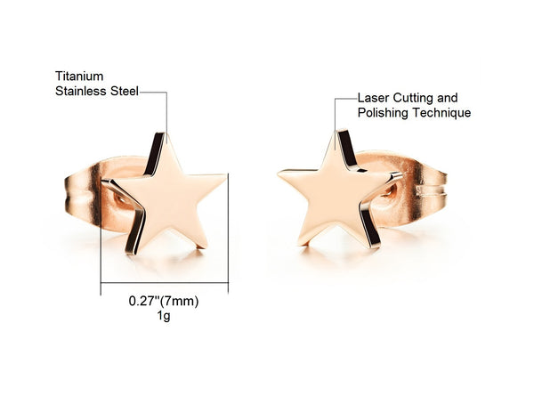 Women's Fashion Rose Gold Star Earrings-Womens Earrings-SunnyHouse Jewelry