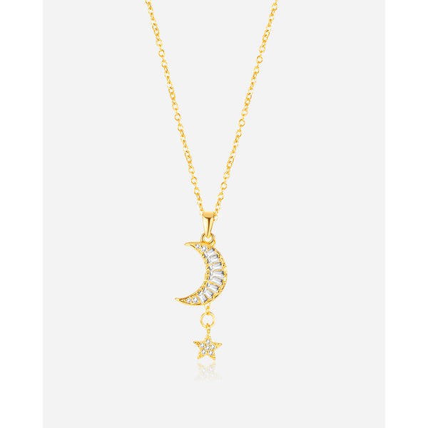 Women's Fashion Golden Moon Pendant Necklace-Womens Pendant Necklace-SunnyHouse Jewelry