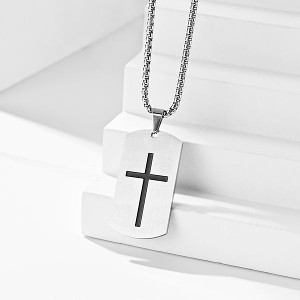 Men's Fashion Cross Tag Pendant Necklace-Mens Pendant Necklace-SunnyHouse Jewelry