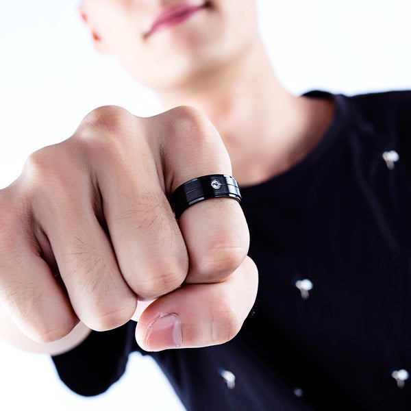 Men's Fashion Black Simple Ring-Mens Ring-SunnyHouse Jewelry