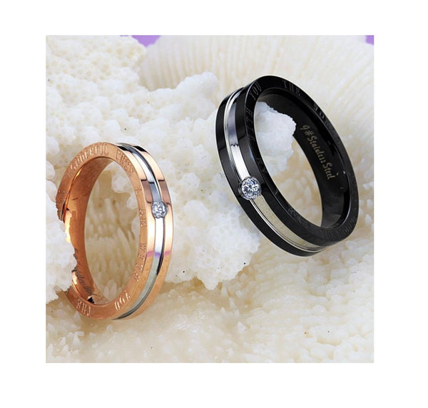 His & Hers Matching Set The World Is Wonderful When I Am with You Couple Rings Wedding Band Set-Couple Rings-SunnyHouse Jewelry