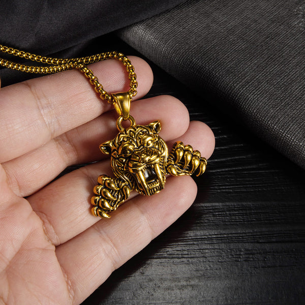 Men's Fashion Tiger Pendant Necklace-Mens Pendant Necklace-SunnyHouse Jewelry