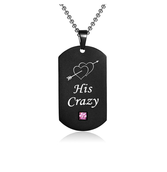 His & Hers Matching Set Her Weirdo His Crazy Tag Pendant Necklace Couple Jewelry Set-Couple Necklace-SunnyHouse Jewelry