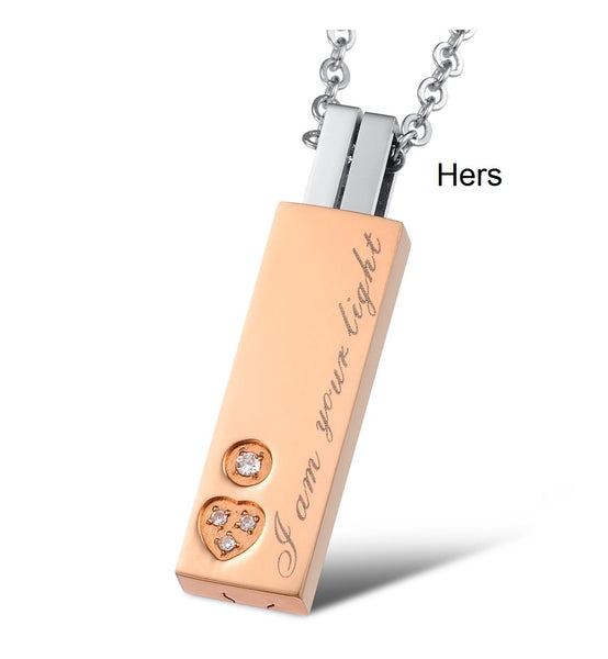 His & Hers Matching Set Light and Shadow Tag Pendant Necklace Couple Jewelry Set-Couple Necklace-SunnyHouse Jewelry