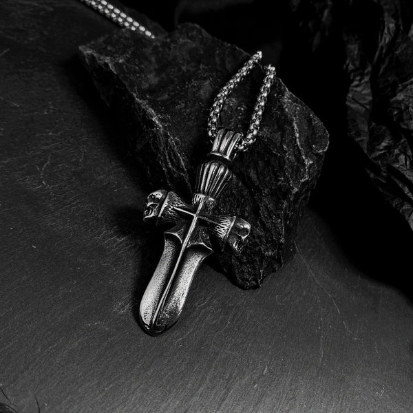 Men's Fashion Skull Sword Cross Pendant Necklace-Mens Pendant Necklace-SunnyHouse Jewelry