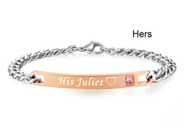 His & Hers Matching Set Romeo and Juliet Couple Bracelets, Valentine, Anniversary, Wedding, Promise, Engagement Gift-Couple Bracelets-SunnyHouse Jewelry