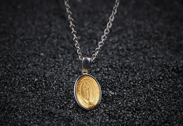 His & Hers Matching Set Blessed Virgin Mary Tag Pendant Necklace Couple Jewelry Set-Couple Necklace-SunnyHouse Jewelry