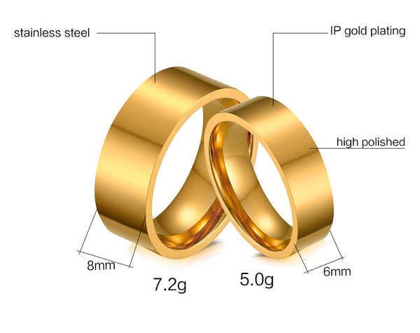 His & Hers Matching Set Simple Gold Love Couple Rings Wedding Band Set-Couple Rings-SunnyHouse Jewelry