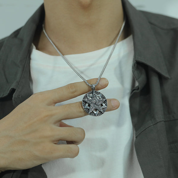 Men's Fashion Star Compass Pendant Necklace-Mens Pendant Necklace-SunnyHouse Jewelry