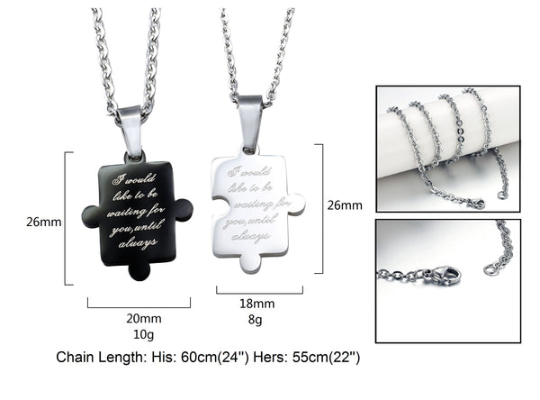 His & Hers Matching Set Be Waiting for You Couple Necklace Couple Jewelry Set-Couple Necklace-SunnyHouse Jewelry