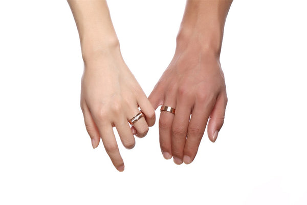 His & Hers Matching Set Simple Love Style Couple Rings, Wedding Band Set, Valentine, Anniversary, Wedding, Promise, Engagement Ring-Couple Rings-SunnyHouse Jewelry