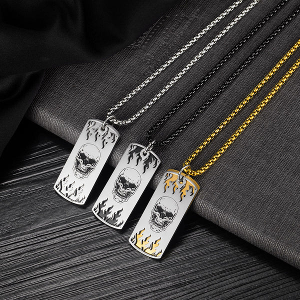 Men's Fashion Hip Hop Skull Tag Pendant Necklace-Mens Pendant Necklace-SunnyHouse Jewelry