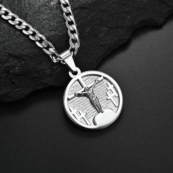 Men's Fashion Jesus Cross Tag Pendant Necklace-Mens Pendant Necklace-SunnyHouse Jewelry