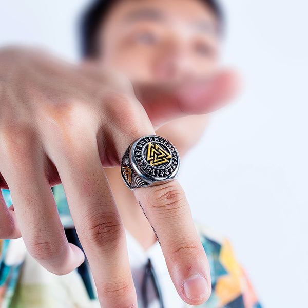 Men's Fashion Viking Triangle Hip Hop Ring-Mens Ring-SunnyHouse Jewelry