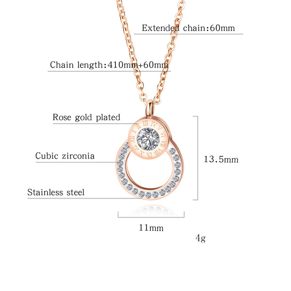 Women's Fashion Diamond Clock Pendant Necklace-Womens Pendant Necklace-SunnyHouse Jewelry
