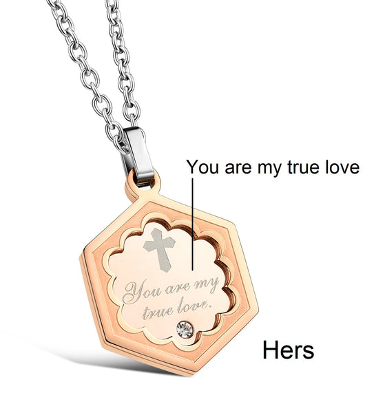 His & Hers Matching Set You Are My True Love Tag Pendant Necklace Couple Jewelry Set-Couple Necklace-SunnyHouse Jewelry