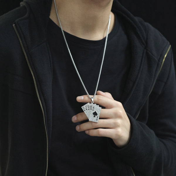 Men's Fashion Poker Winner Pendant Necklace-Mens Pendant Necklace-SunnyHouse Jewelry