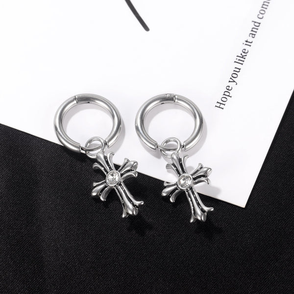 Women's Fashion Diamond Cross Drop Earrings-Womens Earrings-SunnyHouse Jewelry