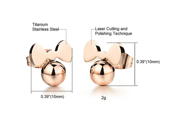 Women's Fashion Rose Gold Bow Earrings-Womens Earrings-SunnyHouse Jewelry