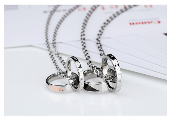 His & Hers Matching Set Valentine Rings Couple Necklace Couple Jewelry Set-Couple Necklace-SunnyHouse Jewelry