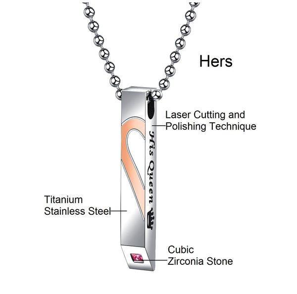 His & Hers Matching Set Her King His Queen Tag Pendant Necklace Couple Jewelry Set-Couple Necklace-SunnyHouse Jewelry