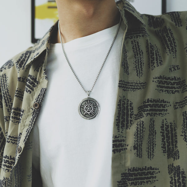 Men's Fashion Hip Hop Pentagram Coin Pendant Necklace-Mens Pendant Necklace-SunnyHouse Jewelry